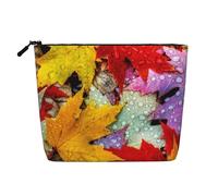 Beauty case da donna con cuore innamorato di San Valentino, organizer da viaggio portatile, borsa da toilette con chiusura a zip, Acero Foglie Autun, Taglia unica