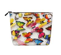 Beauty case da donna con cuore innamorato di San Valentino, organizer da viaggio portatile, borsa da toilette con chiusura a zip, Farfalla colorata., Taglia unica