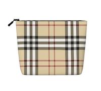 Beauty case da donna con cuore innamorato di San Valentino, organizer da viaggio portatile, borsa da toilette con chiusura a zip, Linee plaid grigie, Taglia unica
