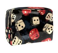 Beauty case da donna, con dadi bianchi e rossi, per articoli da toeletta da viaggio, grande, in PVC, pratico organizer con cerniera, Multi, 18.5x7.5x13cm/7.3x3x5.1in, Beauty case