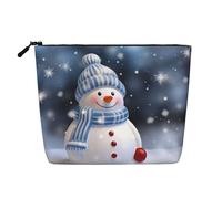 Beauty case da donna con decorazione floreale a forma di cuore, organizer da viaggio portatile, borsa da toilette con chiusura a zip, Pupazzo di neve felice di Natale, Taglia unica
