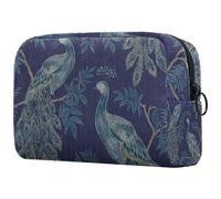 Beauty case da donna, con due pavoni su rami, borsa da viaggio per articoli da toeletta grandi, pratica borsa organizer con cerniera, Multi, 18.5x7.5x13cm/7.3x3x5.1in, Beauty case