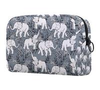 Beauty case da donna, con elefantino e scritta "Baby in the Flowers", per articoli da toeletta da viaggio, grande, con cerniera, Multi, 18.5x7.5x13cm/7.3x3x5.1in, Beauty case