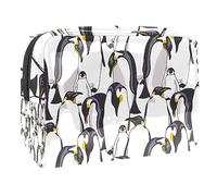 Beauty case da donna, con famiglia di pinguini imperatori, per articoli da toeletta da viaggio, grande, in PVC, pratico astuccio organizer con cerniera, Multi, 18.5x7.5x13cm/7.3x3x5.1in, Beauty case