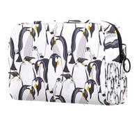 Beauty case da donna, con famiglia di pinguini imperatori, per articoli da toeletta da viaggio, grande, pratica borsa organizer con cerniera, Multi, 18.5x7.5x13cm/7.3x3x5.1in, Beauty case