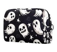 Beauty case da donna con fantasmi di Halloween, borsa da viaggio per articoli da toeletta grande, pratica borsa organizer con cerniera, Multi, 18.5x7.5x13cm/7.3x3x5.1in, Beauty case