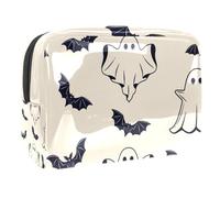 Beauty case da donna, con fantasmi e pipistrelli di Halloween, borsa da viaggio grande in PVC per trucchi, pratica borsa organizer con cerniera, Multi, 18.5x7.5x13cm/7.3x3x5.1in, Beauty case