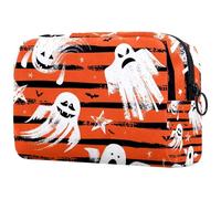 Beauty case da donna, con fantasmi e pipistrelli di Halloween, trousse da viaggio grande per trucchi, pratica borsa organizer con cerniera, Multi, 18.5x7.5x13cm/7.3x3x5.1in, Beauty case