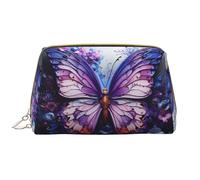 Beauty case da donna con farfalle e fiori, grande capacità, borsa da viaggio in pelle PU con cerniera, organizer portatile e aperto