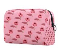 Beauty case da donna, con fiori rosa e ombre, borsa da viaggio per articoli da toeletta grande, pratica borsa organizer con cerniera, Multi, 18.5x7.5x13cm/7.3x3x5.1in, Beauty case