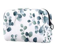 Beauty case da donna con foglie e piante botaniche verde grigio salvia acquerelli astuccio da viaggio con cerniera organizer portatile per articoli da toeletta per ragazze adolescenti, Multicolore 05