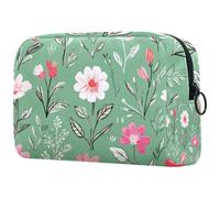 Beauty case da donna con foglie e piante botaniche verde grigio salvia acquerelli astuccio da viaggio con cerniera organizer portatile per articoli da toeletta per ragazze adolescenti, Multicolore 03