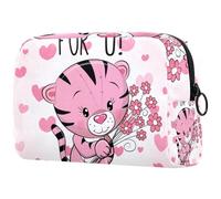 Beauty case da donna con gatto innamorato di notte con luna, astuccio da viaggio con cerniera, organizer portatile per articoli da toeletta per ragazze adolescenti, Multicolore 09,