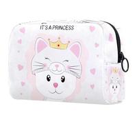 Beauty case da donna con gatto innamorato di notte con luna, astuccio da viaggio con cerniera, organizer portatile per articoli da toeletta per ragazze adolescenti, Multicolore 05,