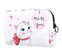 Beauty case da donna con gatto innamorato di notte con luna, astuccio da viaggio con cerniera, organizer portatile per articoli da toeletta per ragazze adolescenti, Multicolore 06,