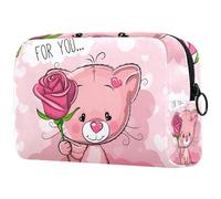 Beauty case da donna con gatto innamorato di notte con luna, astuccio da viaggio con cerniera, organizer portatile per articoli da toeletta per ragazze adolescenti, Multicolore 02,