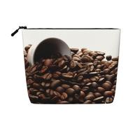 Beauty case da donna con giraffa africana, organizer da viaggio portatile, borsa da toilette con chiusura a zip, Chicchi di caffè., Taglia unica