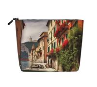 Beauty case da donna con giraffa africana, organizer da viaggio portatile, borsa da toilette con chiusura a zip, Bellissima Italia, Taglia unica