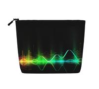 Beauty case da donna con giraffa africana, organizer da viaggio portatile, borsa da toilette con chiusura a zip, Cool Music Sound Wave, Taglia unica