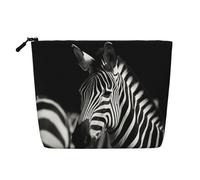 Beauty case da donna con giraffa africana, organizer da viaggio portatile, borsa da toilette con chiusura a zip, Zebra bianca e nera., Taglia unica