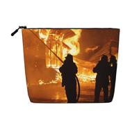 Beauty case da donna con girasole e farfalle, organizer da viaggio portatile, con chiusura a zip, Fiamma del vigile del fuoco, Taglia unica