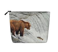 Beauty case da donna con girasole e farfalle, organizer da viaggio portatile, con chiusura a zip, Orsi Pesca nel fiume, Taglia unica