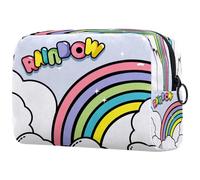 Beauty case da donna, con grazioso arcobaleno con nuvole nel cielo, per articoli da toeletta da viaggio, grande, pratica borsa organizer con cerniera, Multi, 18.5x7.5x13cm/7.3x3x5.1in, Beauty case