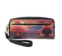 Beauty case da donna con immagine del Monte Fuji del Giappone, borsa da toeletta da viaggio, organizer con cerniera, idea regalo, Nero , Taglia unica, Astuccio per trucchi