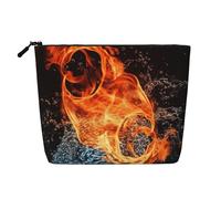 Beauty case da donna con labbra dorate, borsa portatile da viaggio per cosmetici, organizer quotidiano con cerniera, Acqua Fuoco, Taglia unica