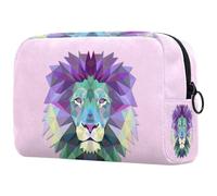Beauty case da donna con leone triangolare, borsa da viaggio per articoli da toeletta grande, pratica borsa organizer con cerniera, Multi, 18.5x7.5x13cm/7.3x3x5.1in, Beauty case