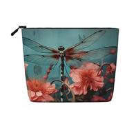 Beauty case da donna, con limoni tropicali, borsa portatile da viaggio, organizer quotidiano con cerniera, Libellula sul fiore, Taglia unica