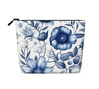 Beauty case da donna, con limoni tropicali, borsa portatile da viaggio, organizer quotidiano con cerniera, Erbe Fiorite E Piante Erbacee, Taglia unica