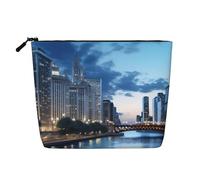 Beauty case da donna, con motivo a quadri di cervo e orso, borsa da viaggio portatile, organizer quotidiano con cerniera, Chicago Illinois Stati Uniti, Taglia unica