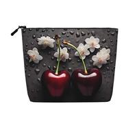 Beauty case da donna, con motivo a quadri di cervo e orso, borsa da viaggio portatile, organizer quotidiano con cerniera, Daisy Heart Love Romance, Taglia unica