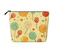 Beauty case da donna, con motivo a quadri di cervo e orso, borsa da viaggio portatile, organizer quotidiano con cerniera, Candy, Taglia unica