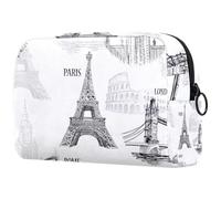 Beauty case da donna, con motivo città famosa in Europa, borsa da viaggio per articoli da toeletta grande, pratica borsa organizer con cerniera, Multi, 18.5x7.5x13cm/7.3x3x5.1in, Beauty case