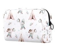 Beauty case da donna, con motivo cowboy occidentale con balle di fieno, borsa da viaggio per articoli da toeletta grande, pratica borsa organizer con cerniera, Multi, 18.5x7.5x13cm/7.3x3x5.1in, Beauty