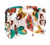 Beauty case da donna, con motivo di farfalle e falene, per articoli da toeletta da viaggio, grande, in PVC, pratico astuccio organizer con cerniera, Multi, 18.5x7.5x13cm/7.3x3x5.1in, Beauty case