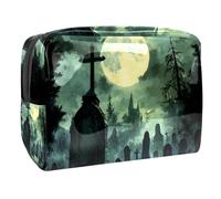 Beauty case da donna con motivo Halloween a mezzogiorno intero, per articoli da toeletta da viaggio, grande, in PVC, pratico organizer con cerniera, Multi, 18.5x7.5x13cm/7.3x3x5.1in, Beauty case