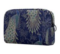 Beauty case da donna, con motivo pavoni su un ramo, per articoli da toeletta da viaggio, grande, con cerniera, Multi, 18.5x7.5x13cm/7.3x3x5.1in, Beauty case