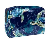 Beauty case da donna, con motivo tartarughe marine e nuotate, borsa da viaggio grande in PVC per trucchi, pratica custodia organizer con cerniera, Multi, 18.5x7.5x13cm/7.3x3x5.1in, Beauty case