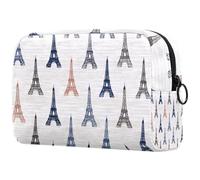 Beauty case da donna, con motivo Torri di Parigi, per articoli da toeletta da viaggio, grande, pratica borsa organizer con cerniera