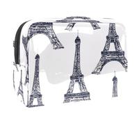 Beauty case da donna, con motivo Torri Eiffel di Parigi, beauty case da viaggio, grande, in PVC, pratico astuccio organizer con cerniera, Multi, 18.5x7.5x13cm/7.3x3x5.1in, Beauty case