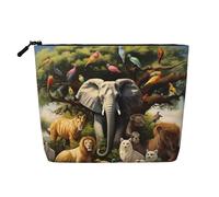 Beauty case da donna, con mucche bianche e nere, portatile, da viaggio, organizer quotidiano con cerniera, Animali africani, Taglia unica