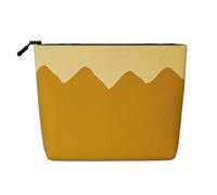 Beauty case da donna, con mucche bianche e nere, portatile, da viaggio, organizer quotidiano con cerniera, Giallo senape e nero, Taglia unica