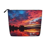 Beauty case da donna, con mucche bianche e nere, portatile, da viaggio, organizer quotidiano con cerniera, Bellissimo tramonto., Taglia unica