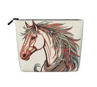 Beauty case da donna, con mucche bianche e nere, portatile, da viaggio, organizer quotidiano con cerniera, Cupido Freccia Love Horse, Taglia unica