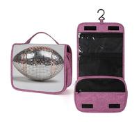 Beauty case da donna, con palla da calcio americano, a specchio, da discoteca, da viaggio, organizer da appendere con gancio per shampoo