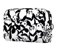 Beauty case da donna, con panda in stile cartone animato con guancia rosa, borsa da viaggio per articoli da toeletta grande, pratica borsa organizer con cerniera, Multi, 18.5x7.5x13cm/7.3x3x5.1in,