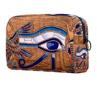Beauty case da donna, con papiro egiziano raffigurante l'occhio di Horus, borsa da viaggio per articoli da toeletta grande, pratica borsa organizer con cerniera, Multi, 18.5x7.5x13cm/7.3x3x5.1in,